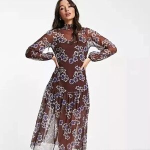 River Island Red Ruffled Tiered Midi Dress